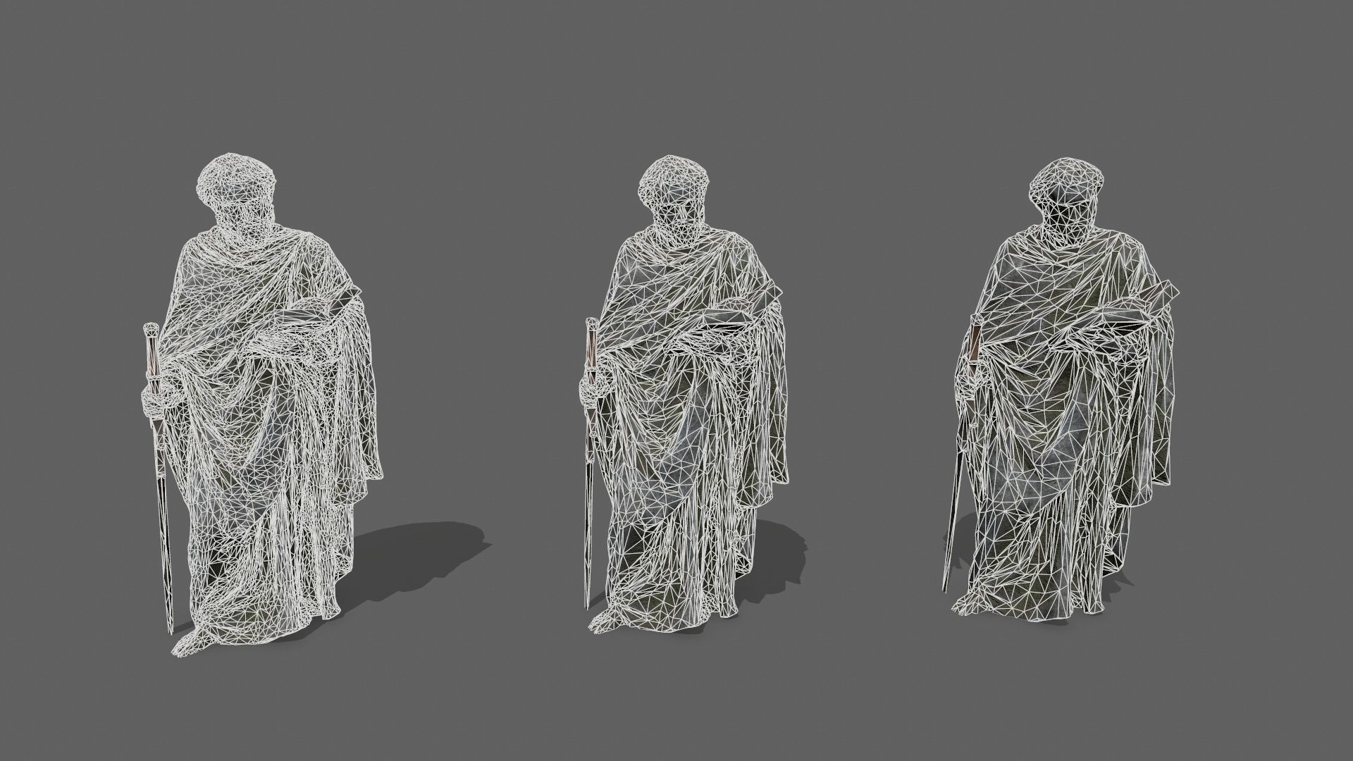 Old Man Statue Low-poly 3D model_9