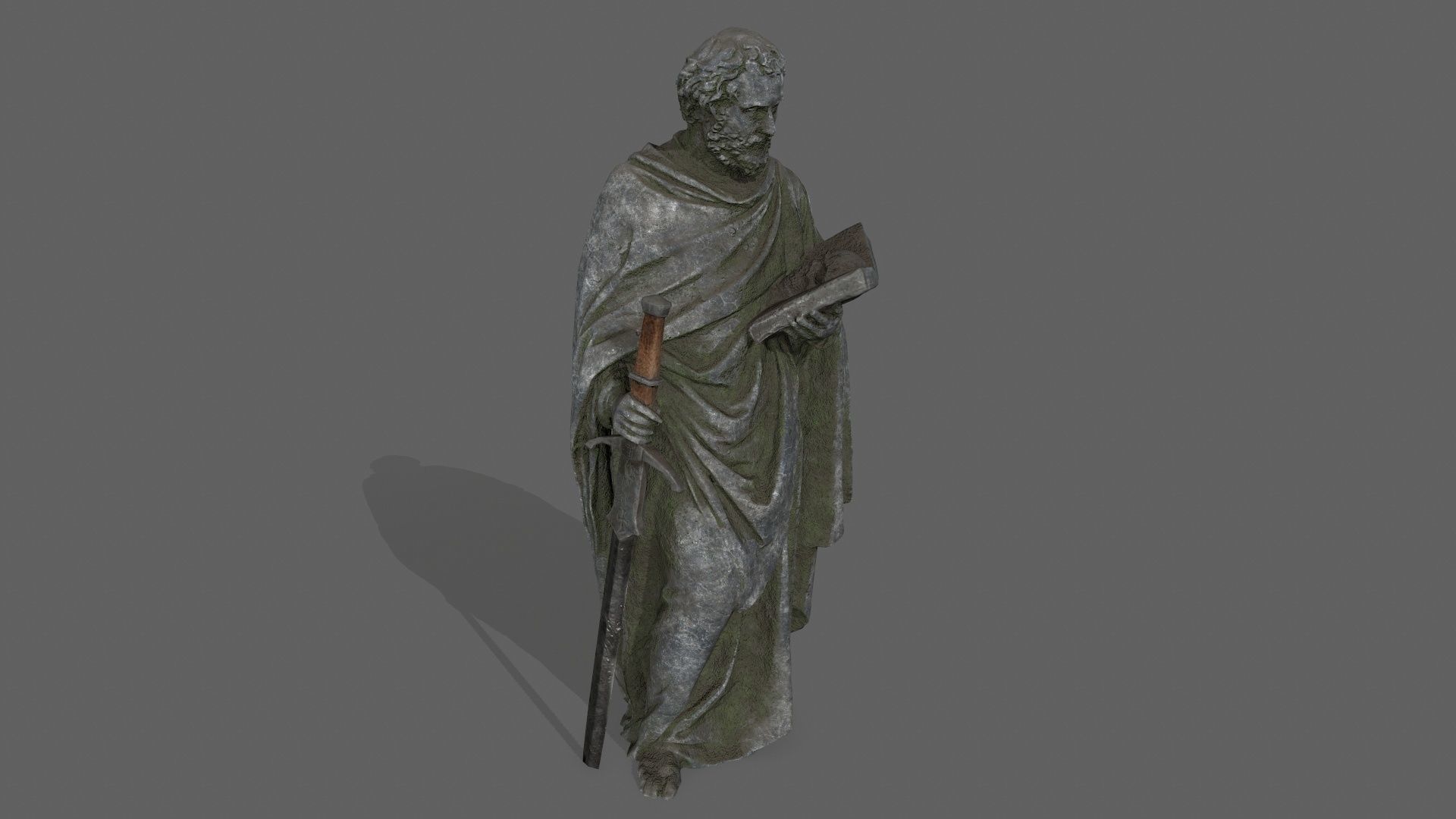 Old Man Statue Low-poly 3D model_7