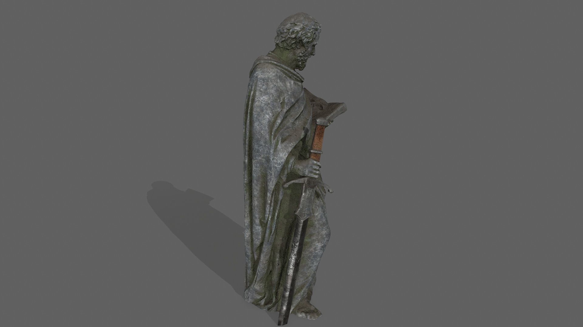 Old Man Statue Low-poly 3D model_6