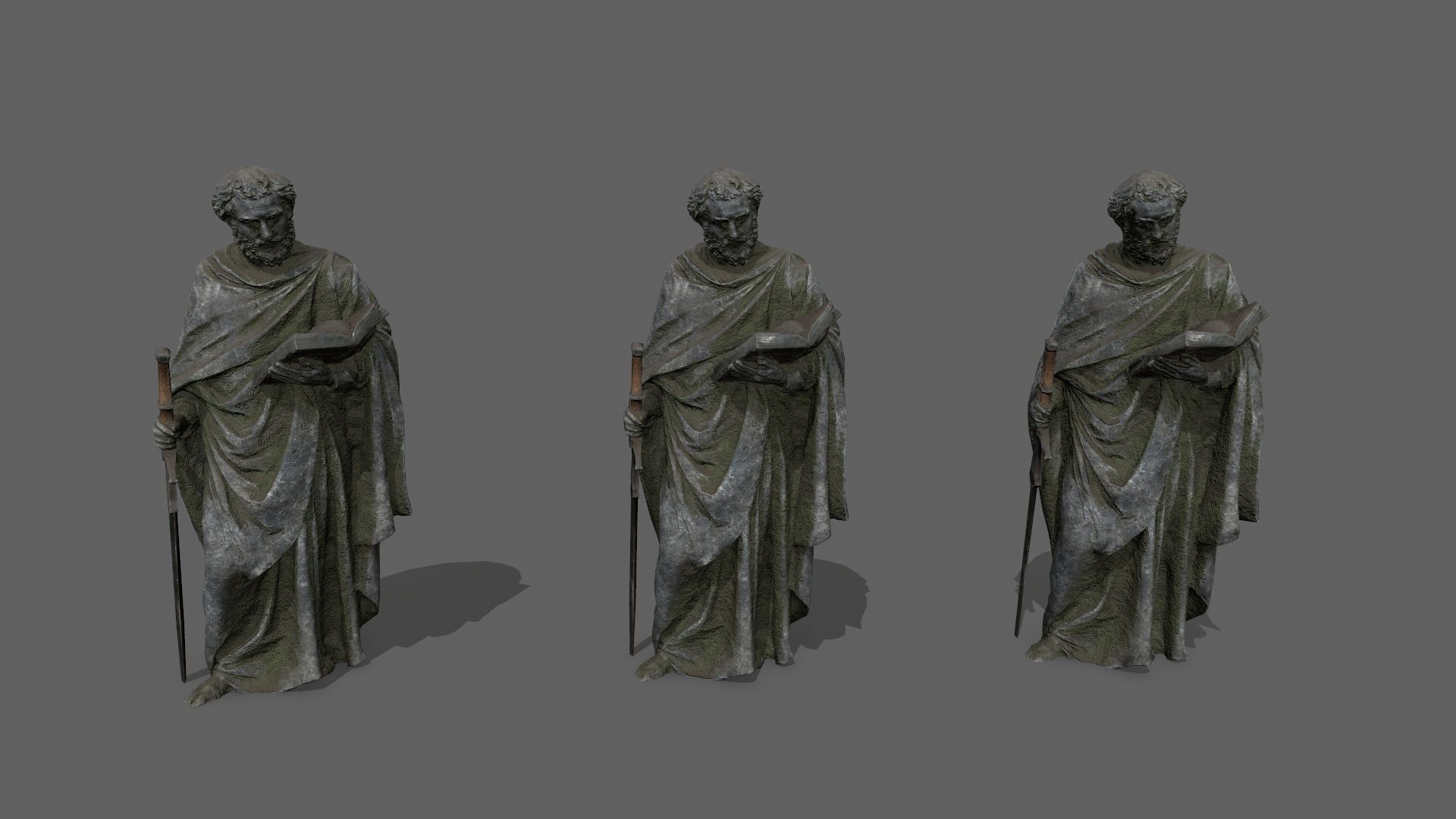 Old Man Statue Low-poly 3D model_8