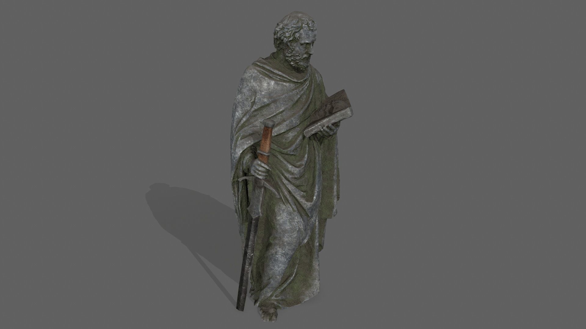 Old Man Statue Low-poly 3D model_1