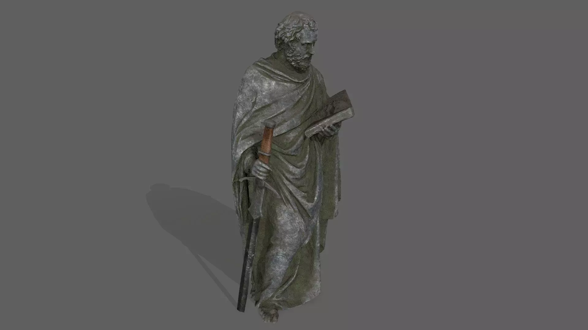Old Man Statue Low-poly 3D model_0