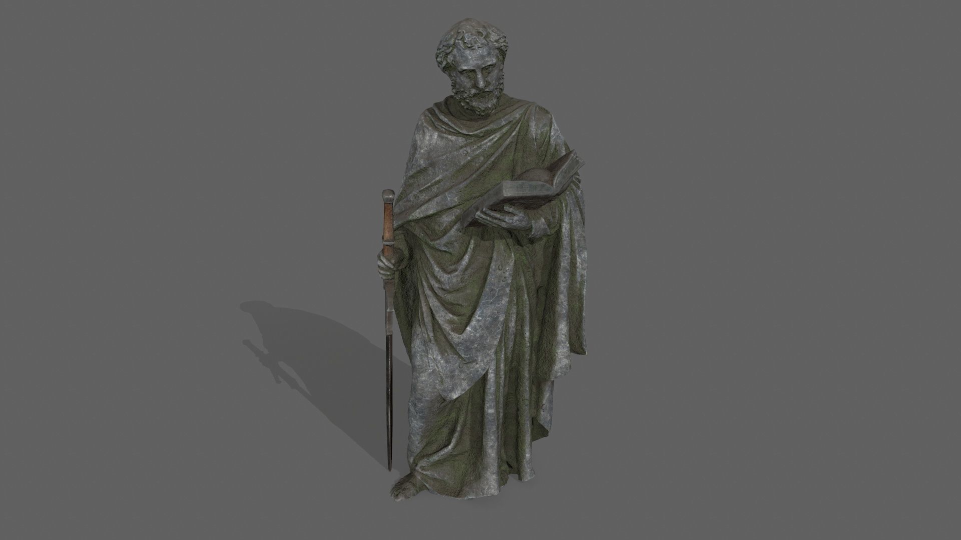 Old Man Statue Low-poly 3D model_2