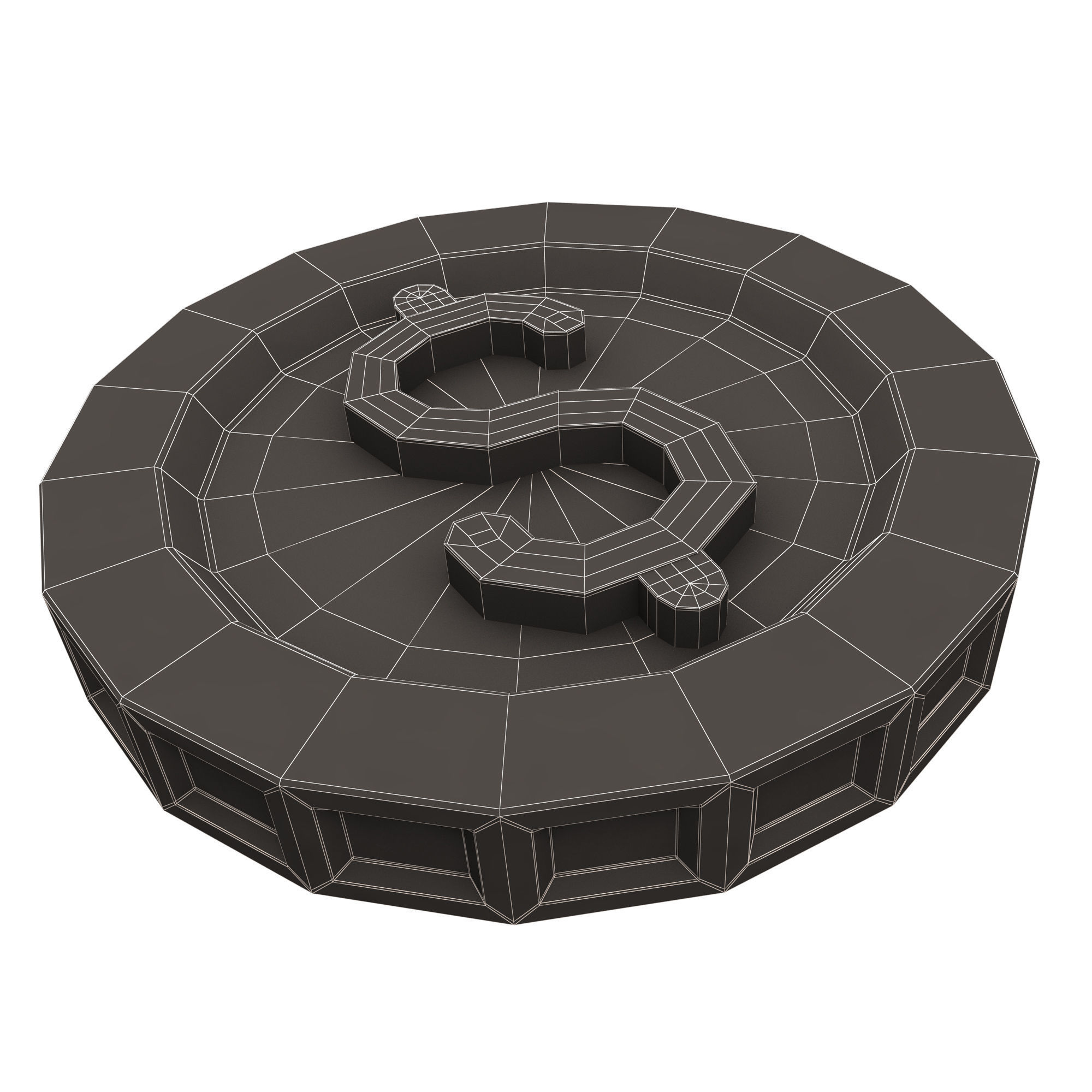 Golden Dollar Coin Cartoon Low-poly 3D model_17