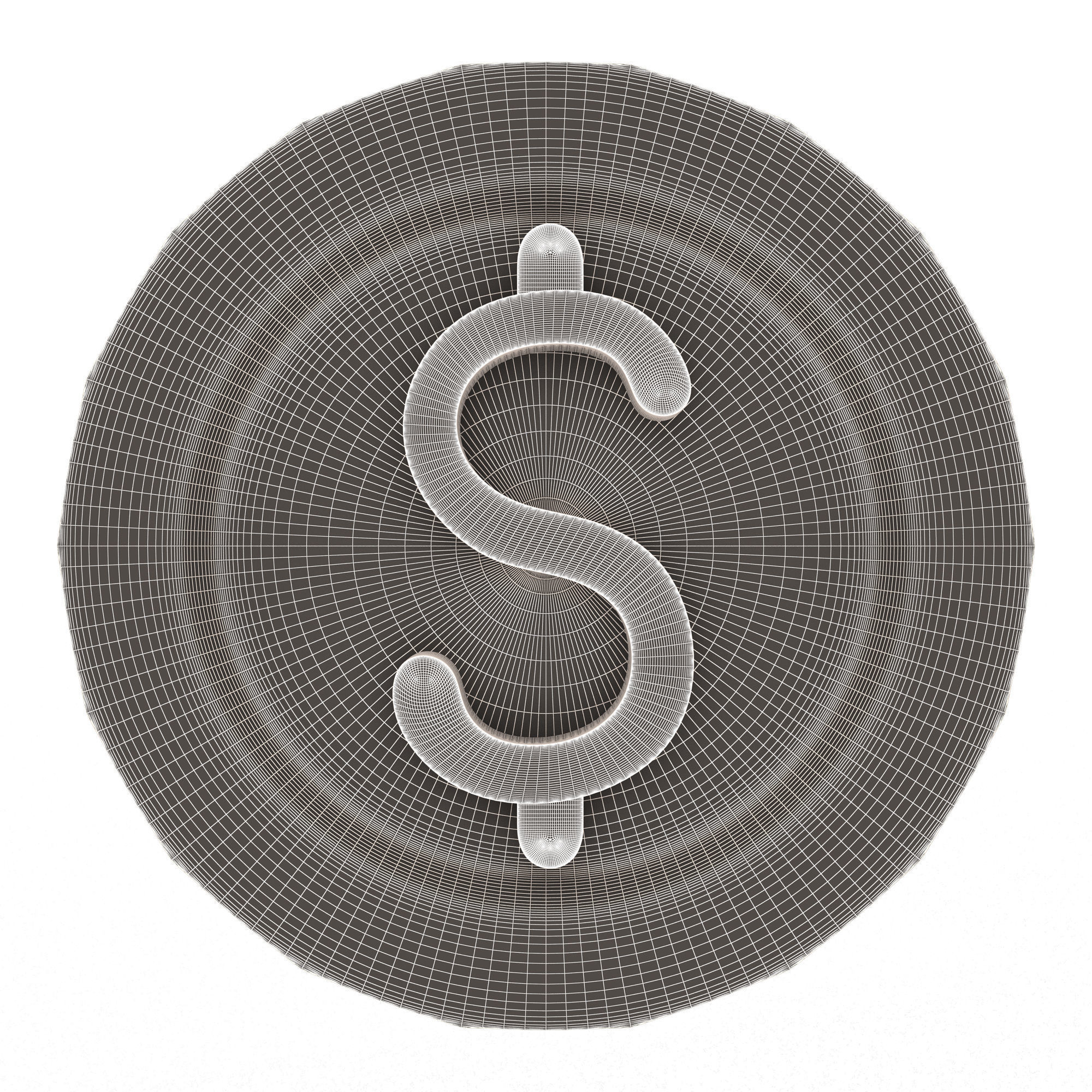 Golden Dollar Coin Cartoon Low-poly 3D model_6