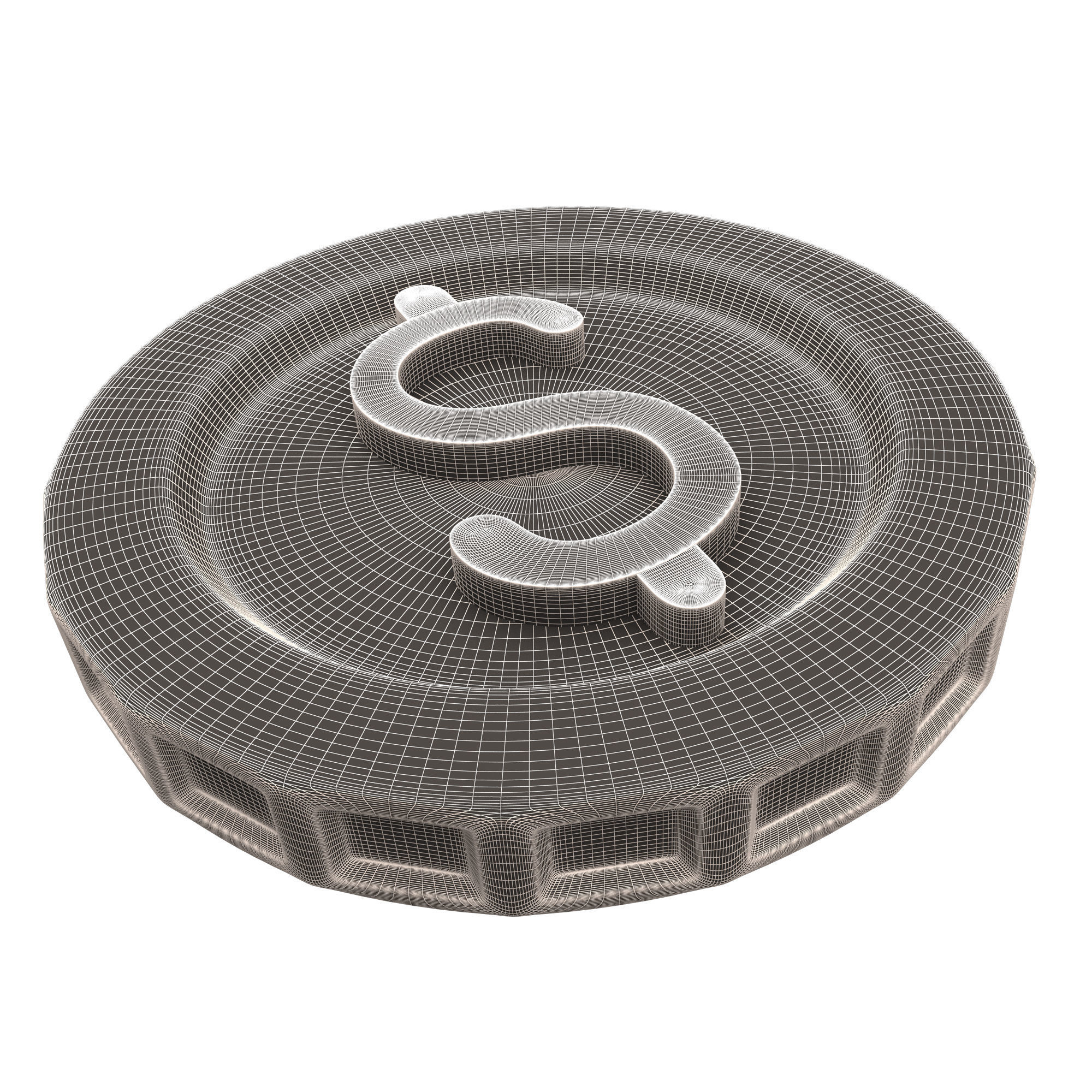 Golden Dollar Coin Cartoon Low-poly 3D model_11