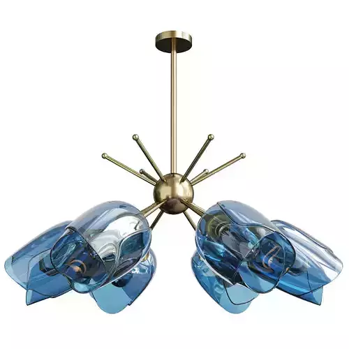 Ocean glass chandelier with brass fixtures