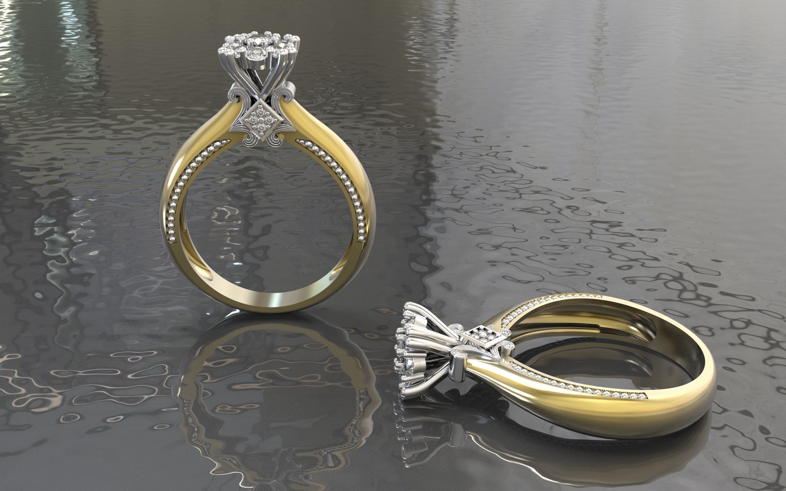 Engagment ring 3D print model_7