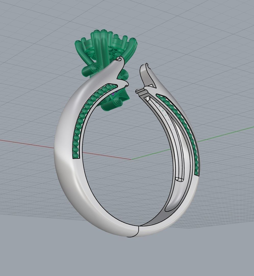 Engagment ring 3D print model_15