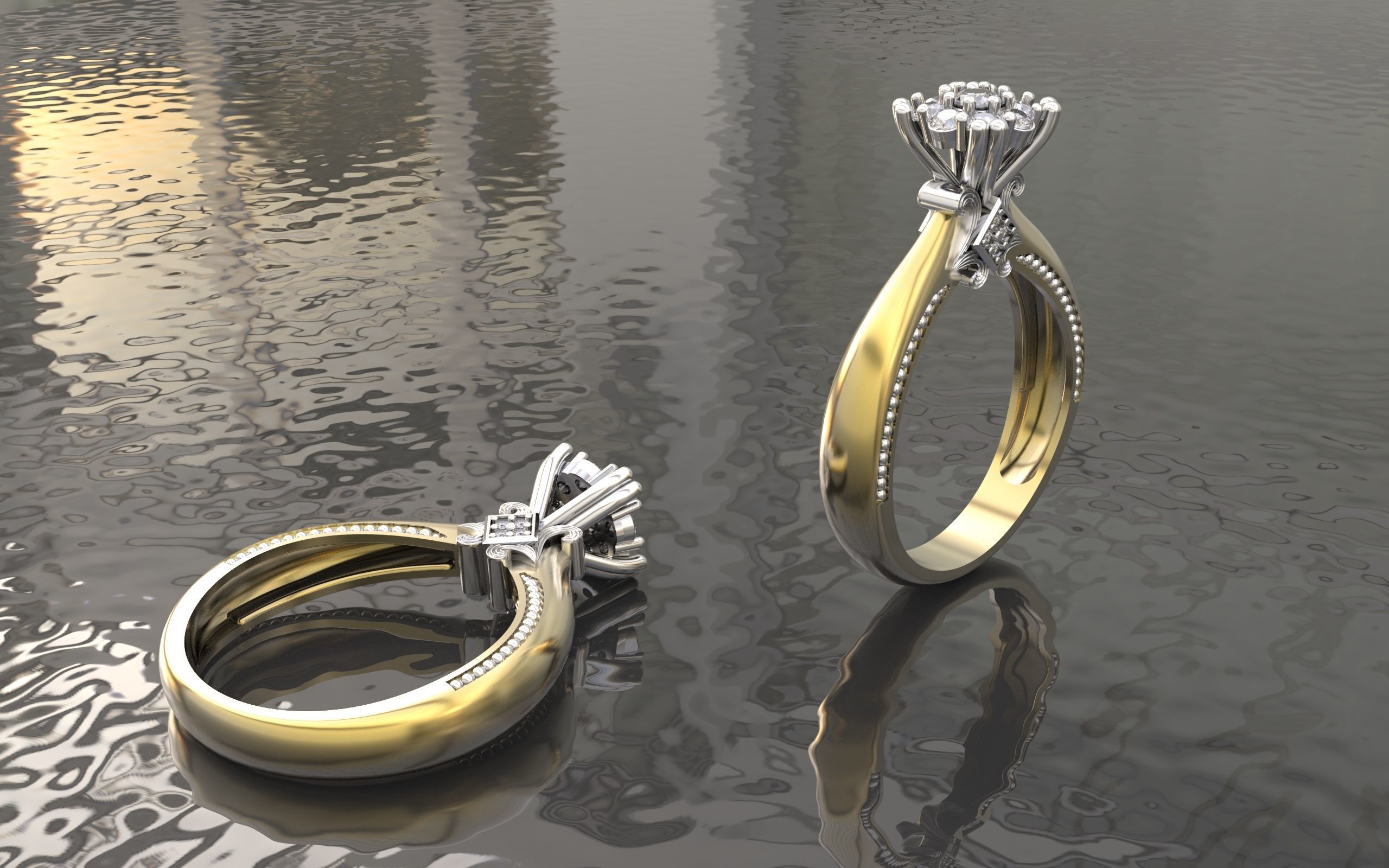 Engagment ring 3D print model_6