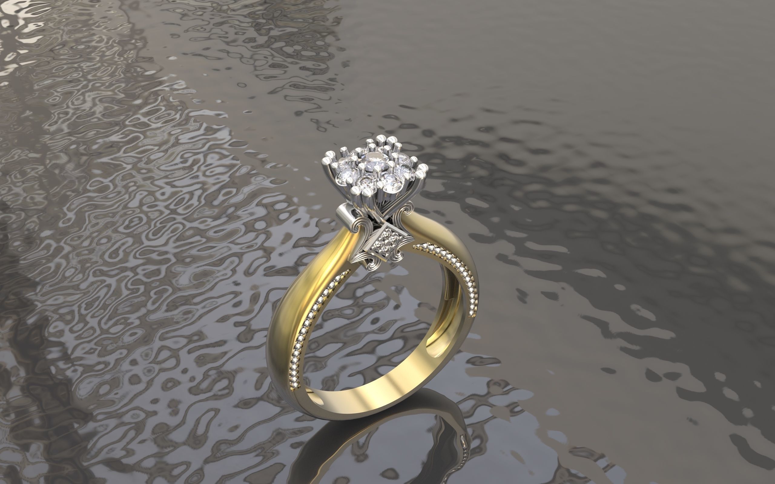 Engagment ring 3D print model_2