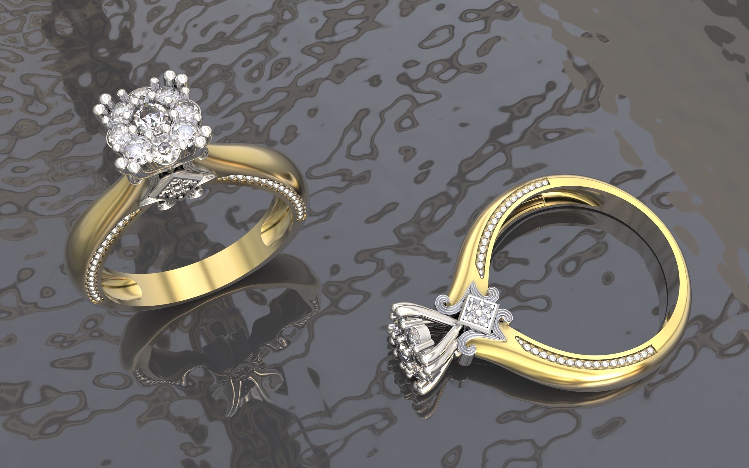 Engagment ring 3D print model_5