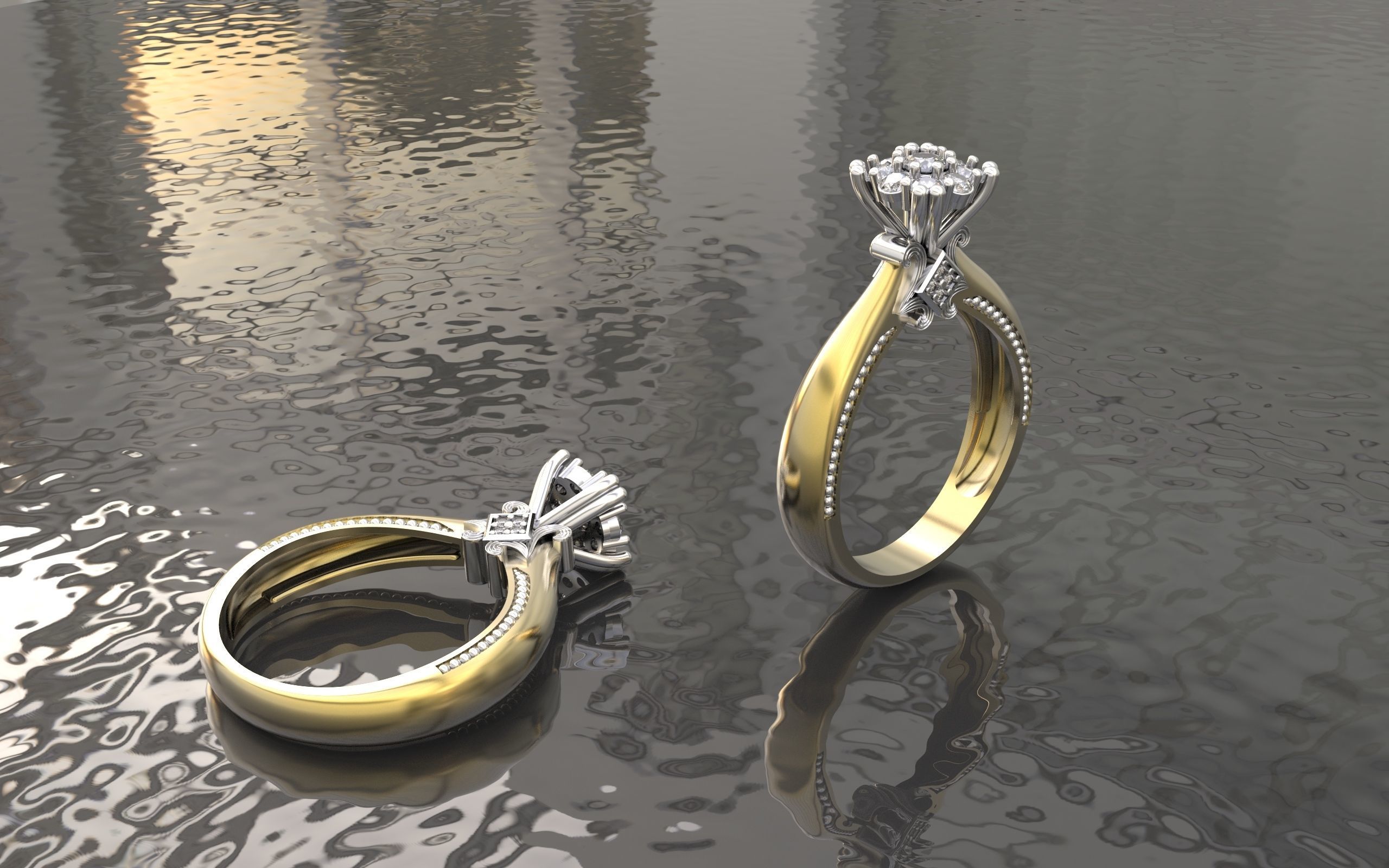 Engagment ring 3D print model_3