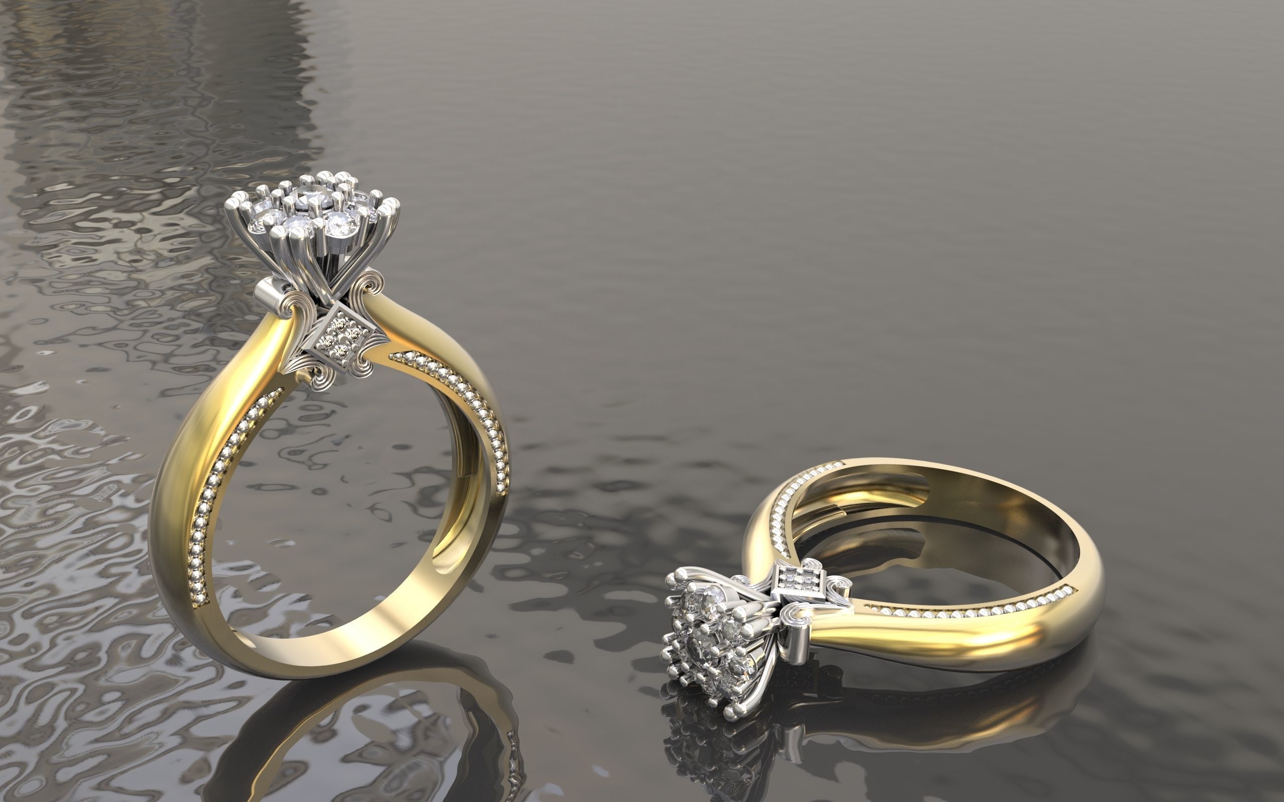 Engagment ring 3D print model_4