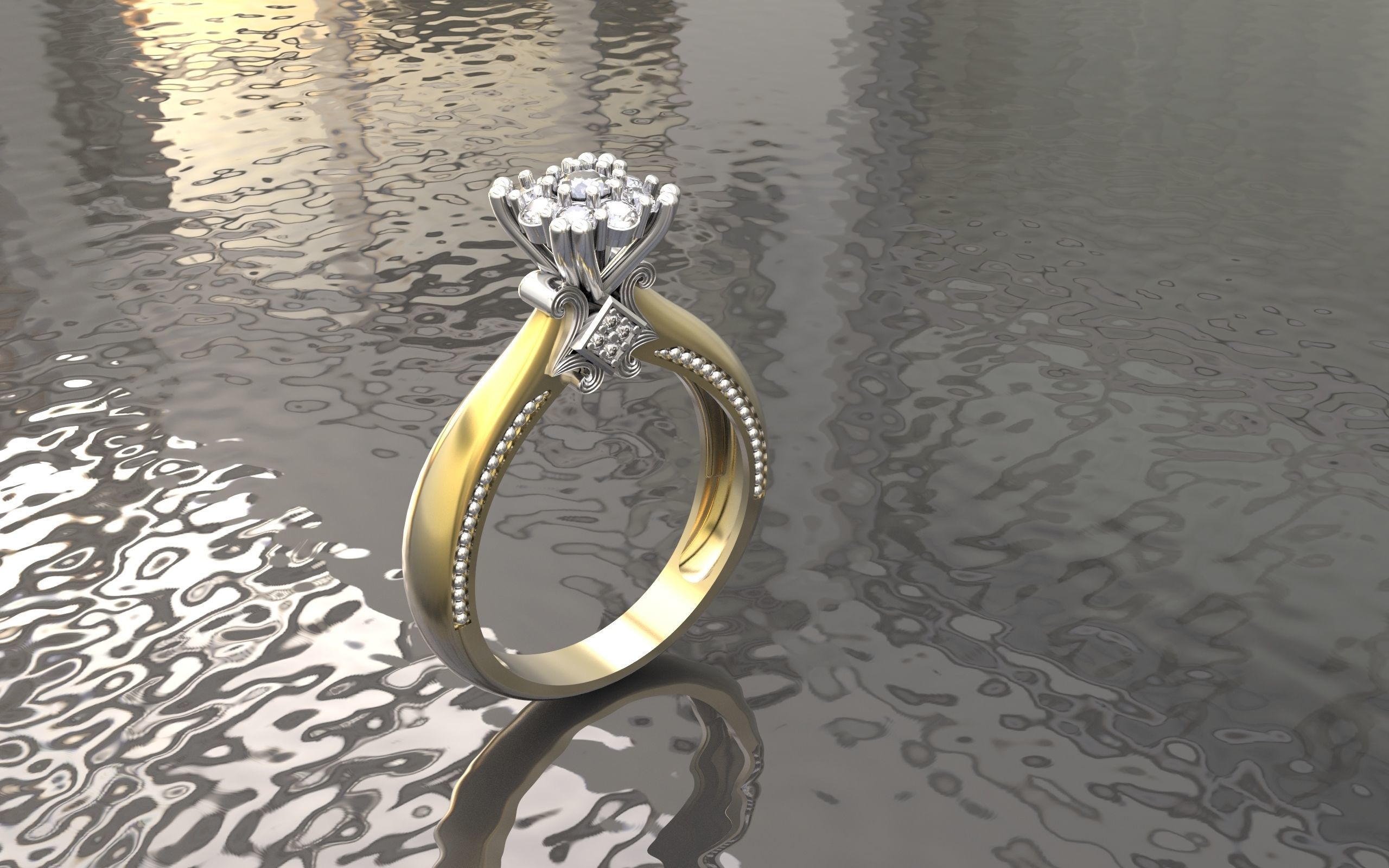 Engagment ring 3D print model_1