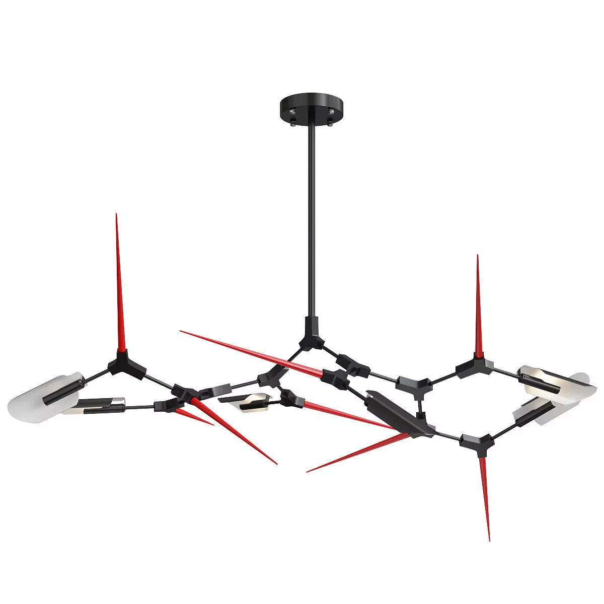 Red Spikes Chandelier 6 Low-poly 3D model_0