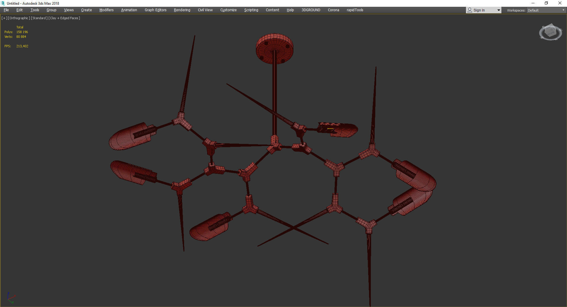 Red Spikes Chandelier 6 Low-poly 3D model_3