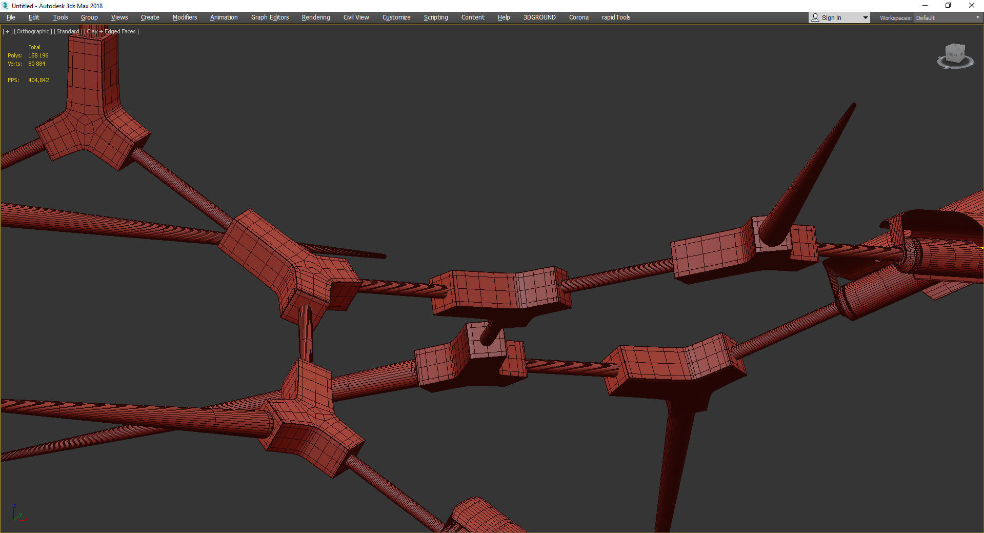 Red Spikes Chandelier 6 Low-poly 3D model_4