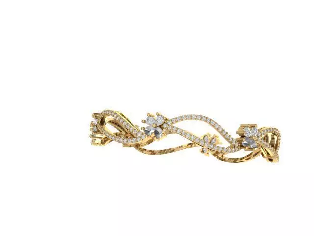 bangle gold ring with diamonds 3D print model