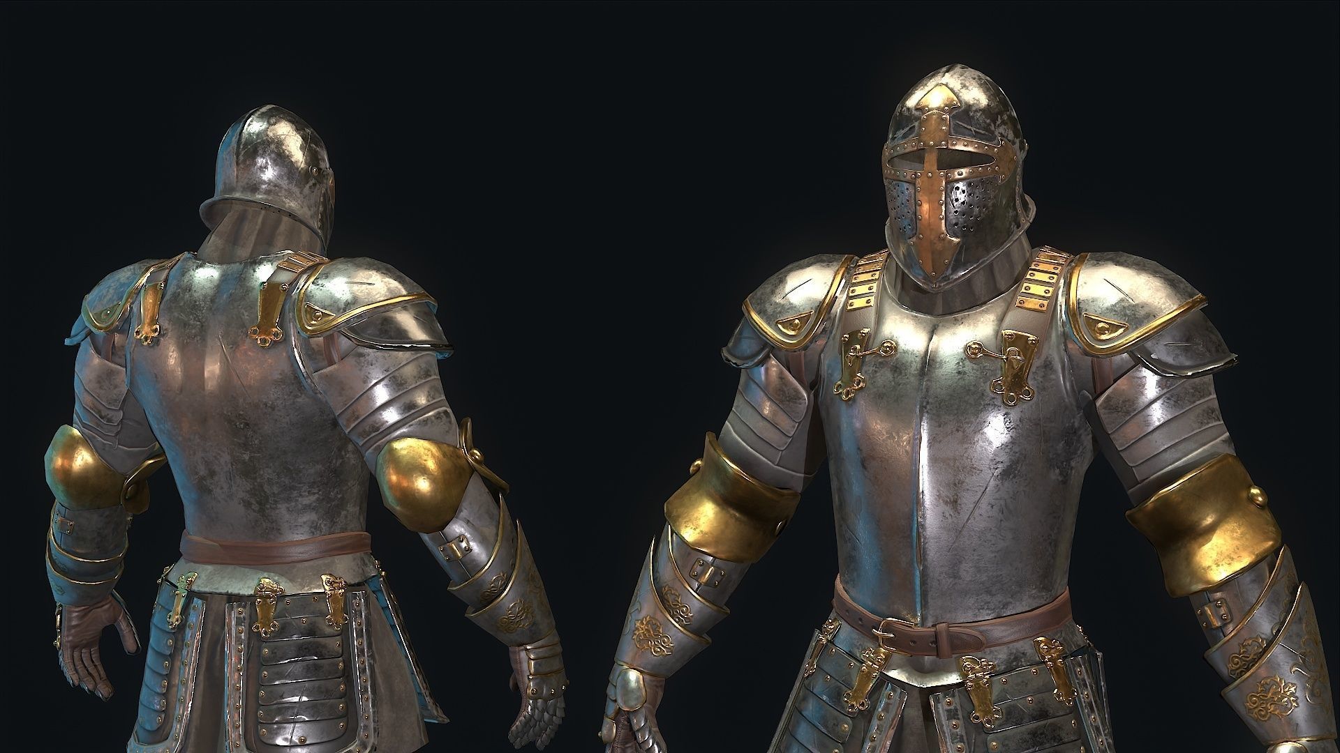 Medieval Armor Low-poly 3D model_6