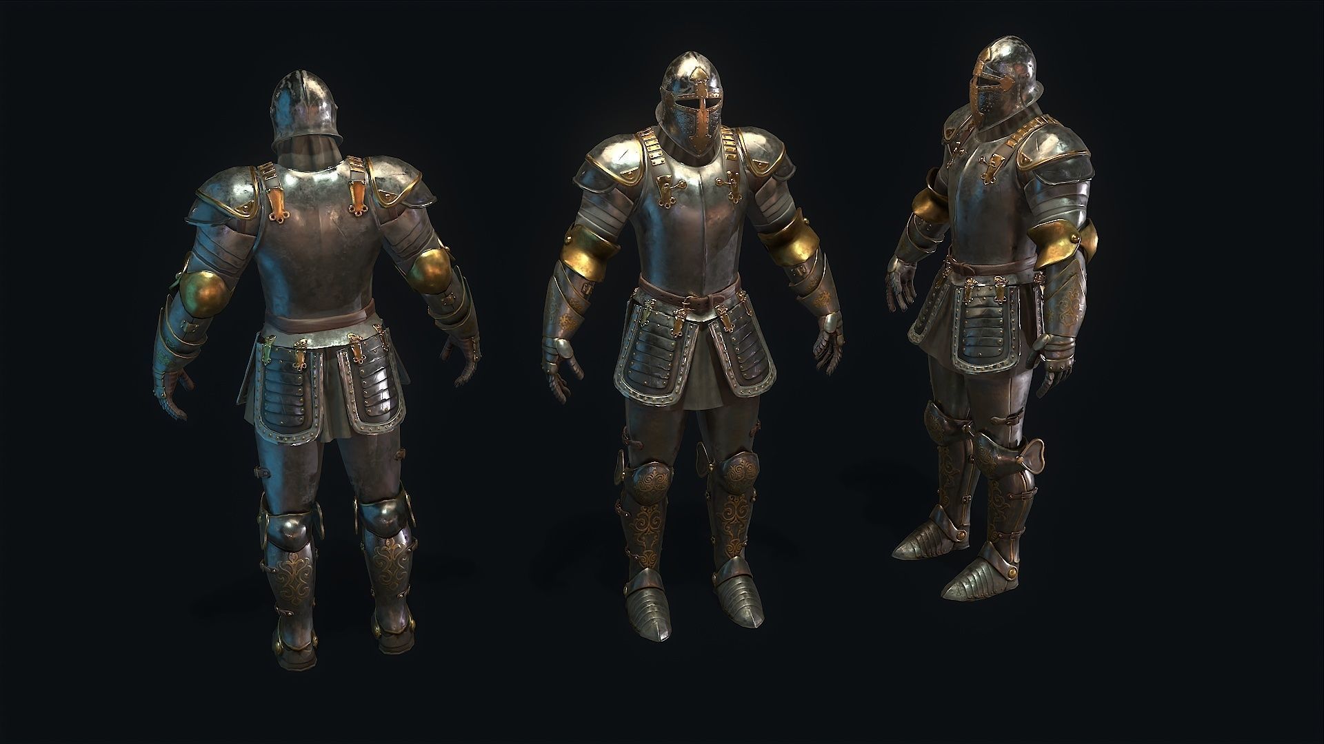 Medieval Armor Low-poly 3D model_4