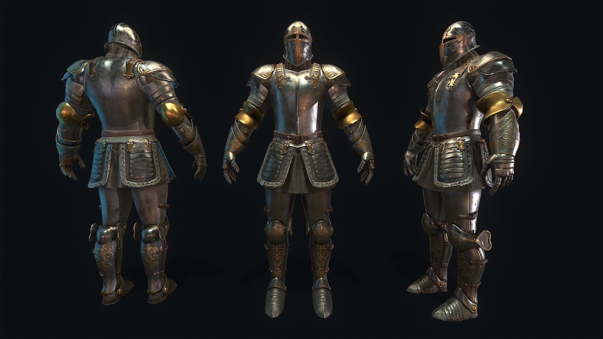 Medieval Armor Low-poly 3D model_3