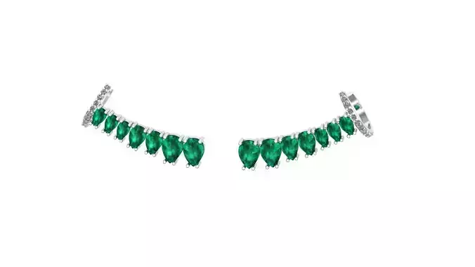 Earcuff emerald and diamond earrings