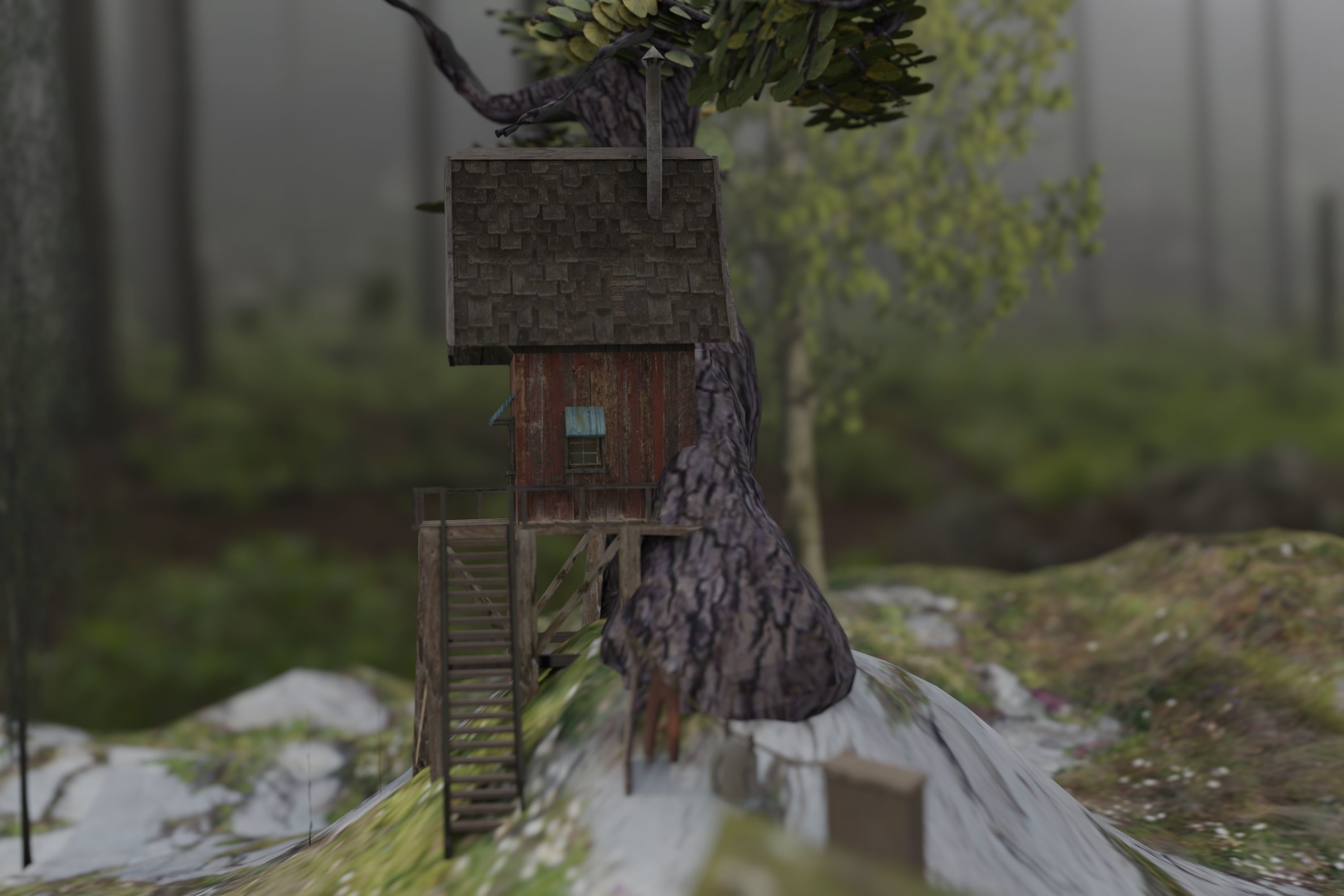 Fantasy dwarf hut environment in the forest 3D model_6