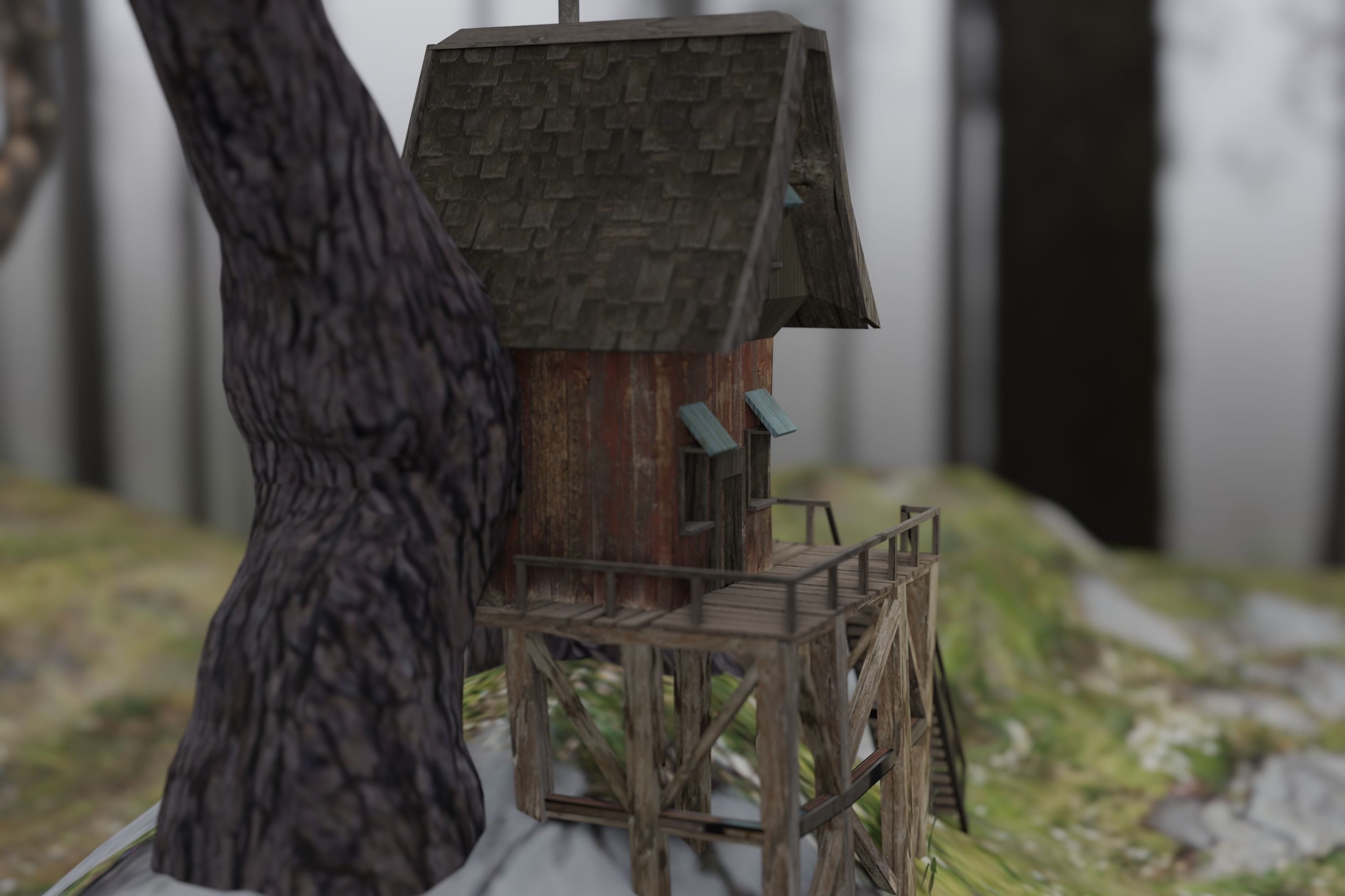 Fantasy dwarf hut environment in the forest 3D model_4
