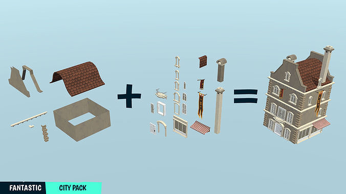 FANTASTIC - City Pack Low-poly 3D model 4