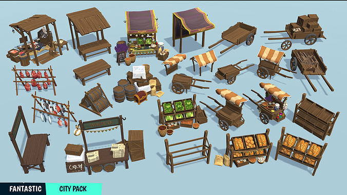FANTASTIC - City Pack Low-poly 3D model 7