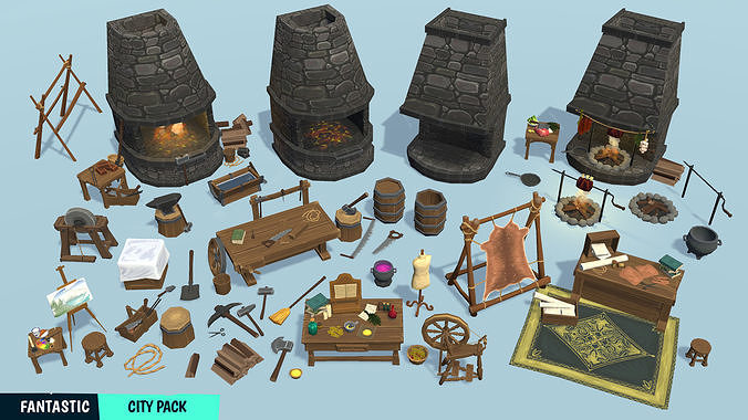 FANTASTIC - City Pack Low-poly 3D model 6