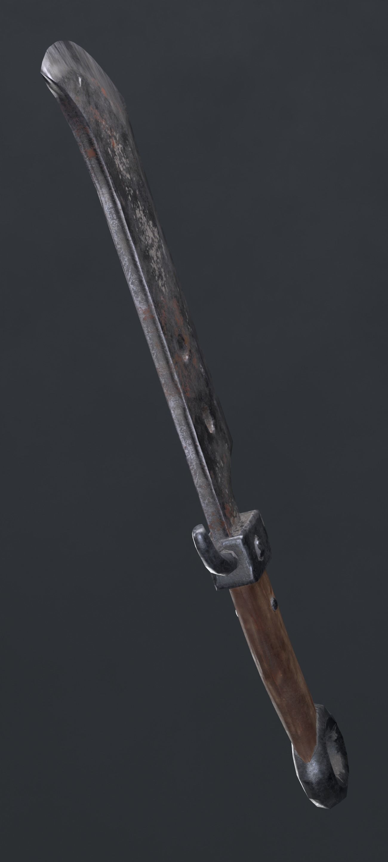 Old butcher knife Free low-poly 3D model_2