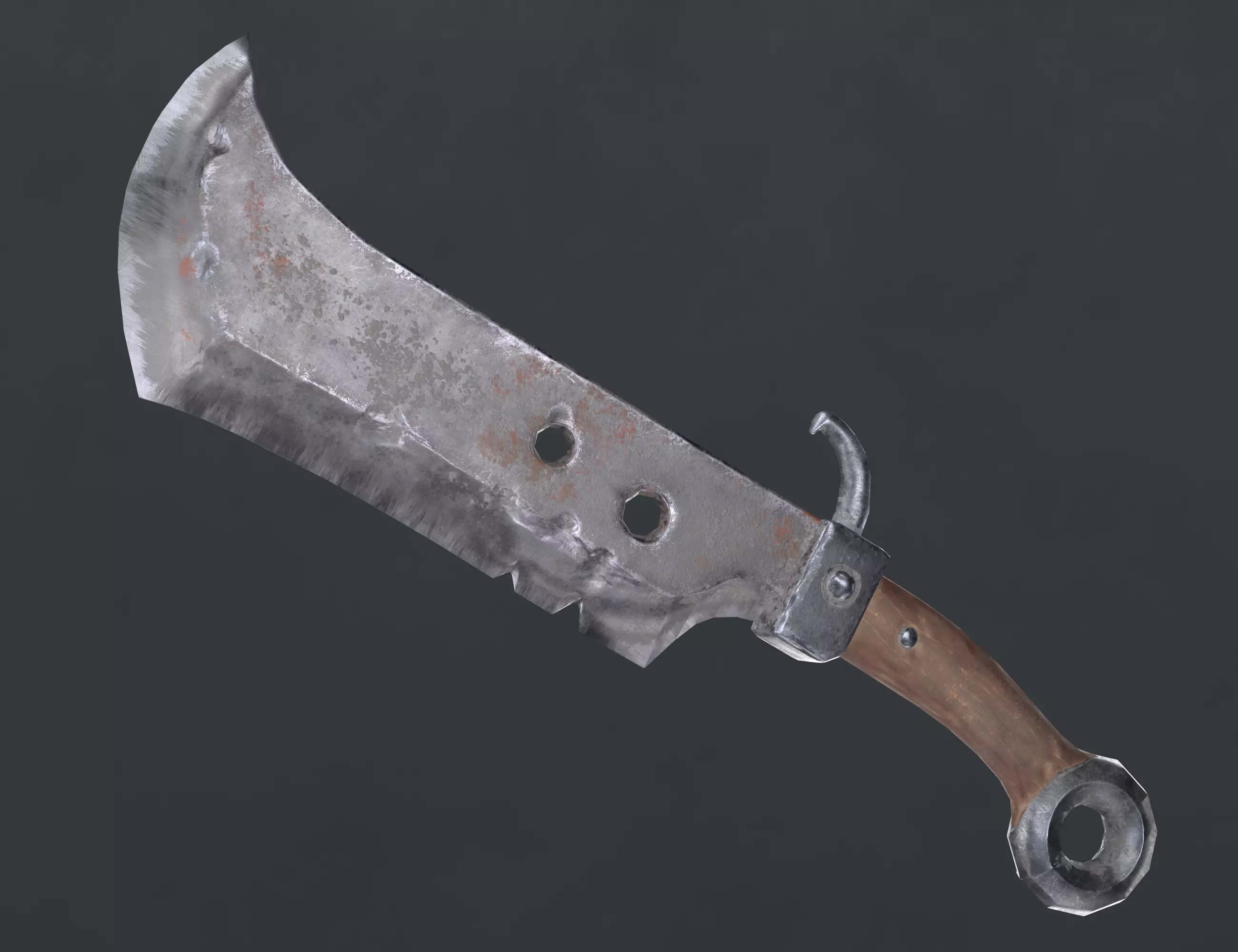 Old butcher knife Free low-poly 3D model_0