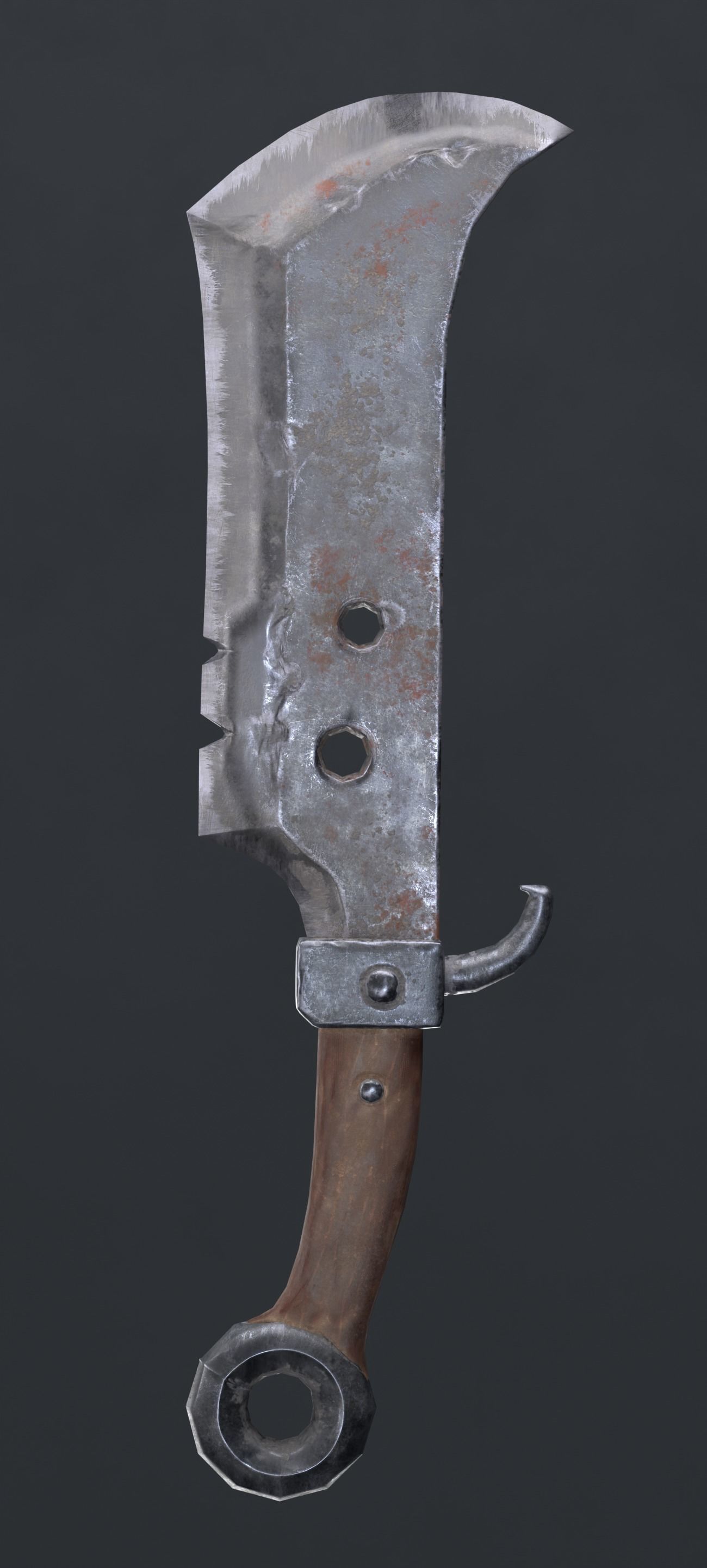 Old butcher knife Free low-poly 3D model_1