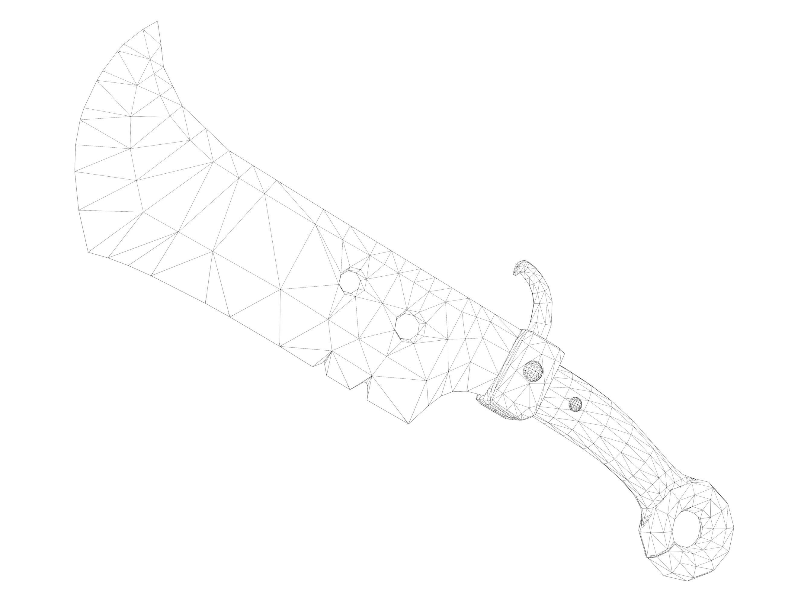Old butcher knife Free low-poly 3D model_6