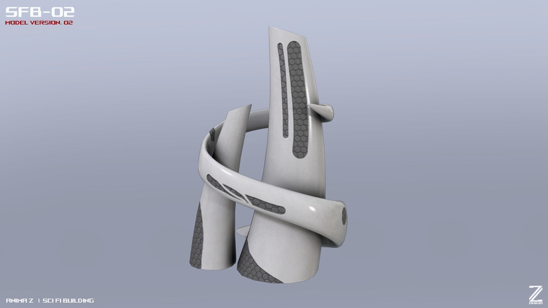 Scifi building 3D model_6