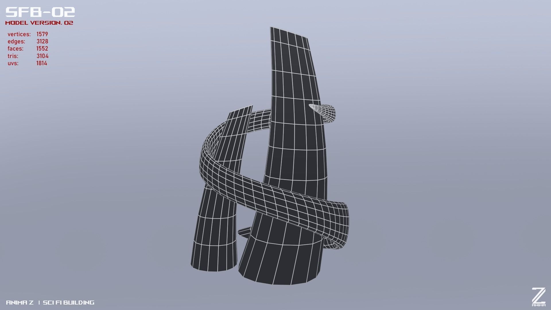 Scifi building 3D model_12