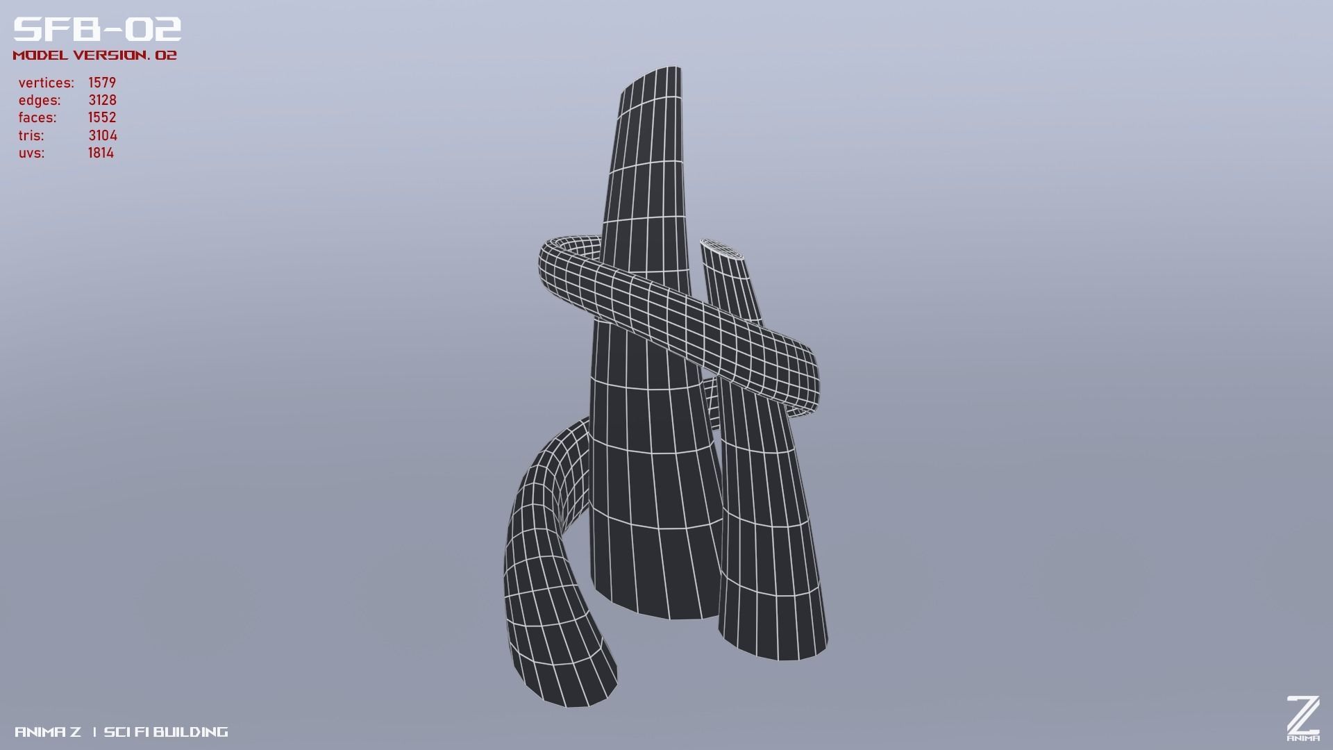 Scifi building 3D model_9