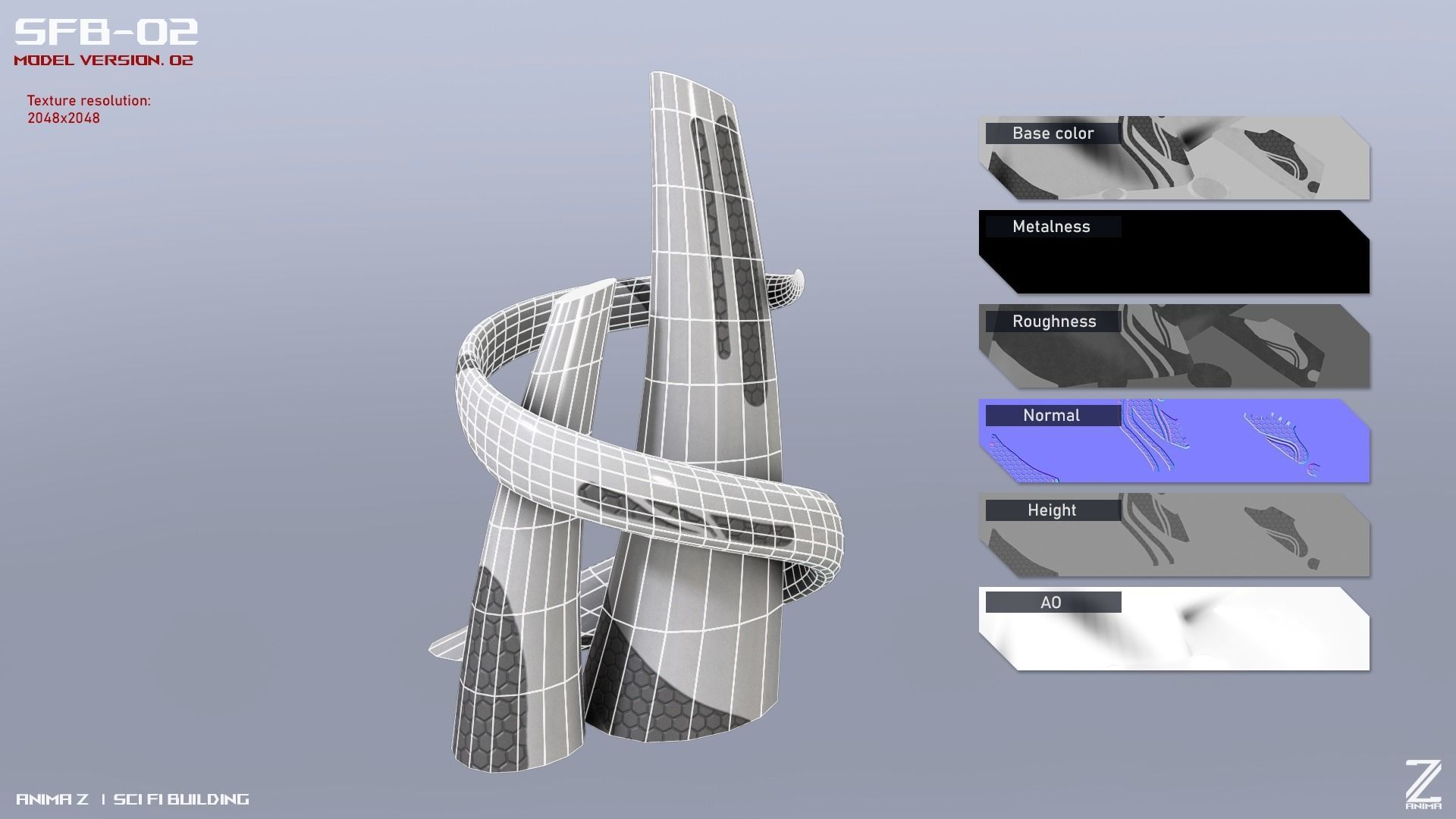 Scifi building 3D model_1