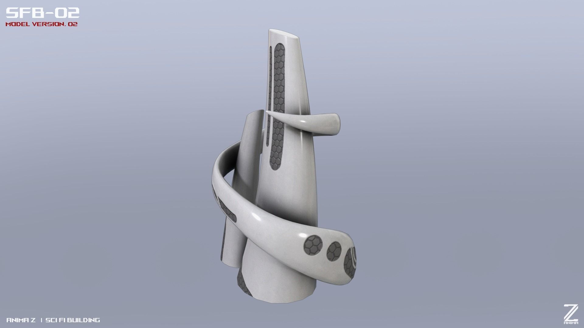 Scifi building 3D model_7