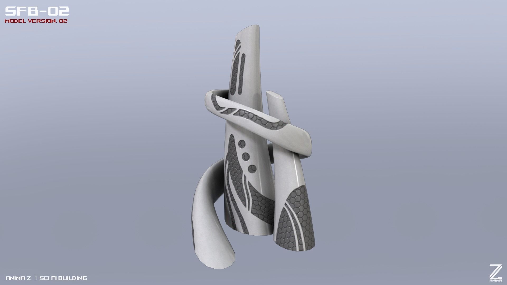 Scifi building 3D model_3