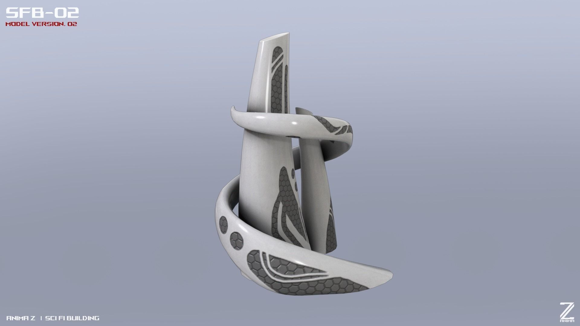 Scifi building 3D model_8