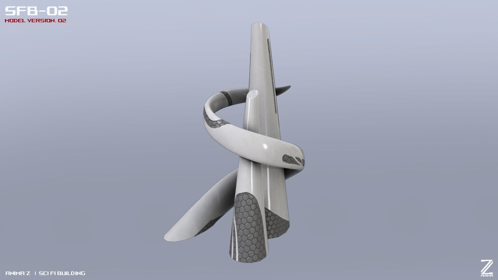 Scifi building 3D model_4