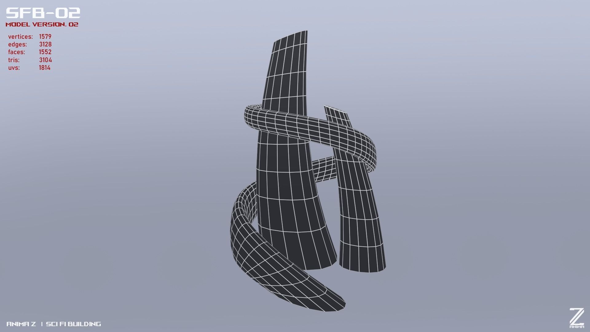 Scifi building 3D model_2