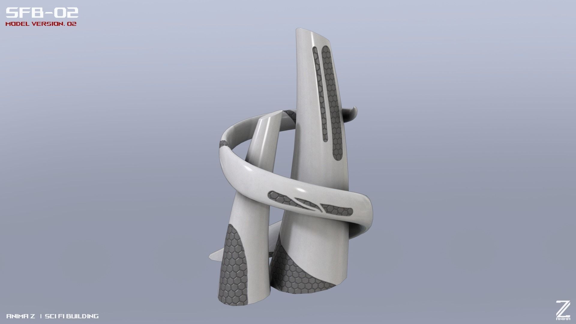 Scifi building 3D model_5