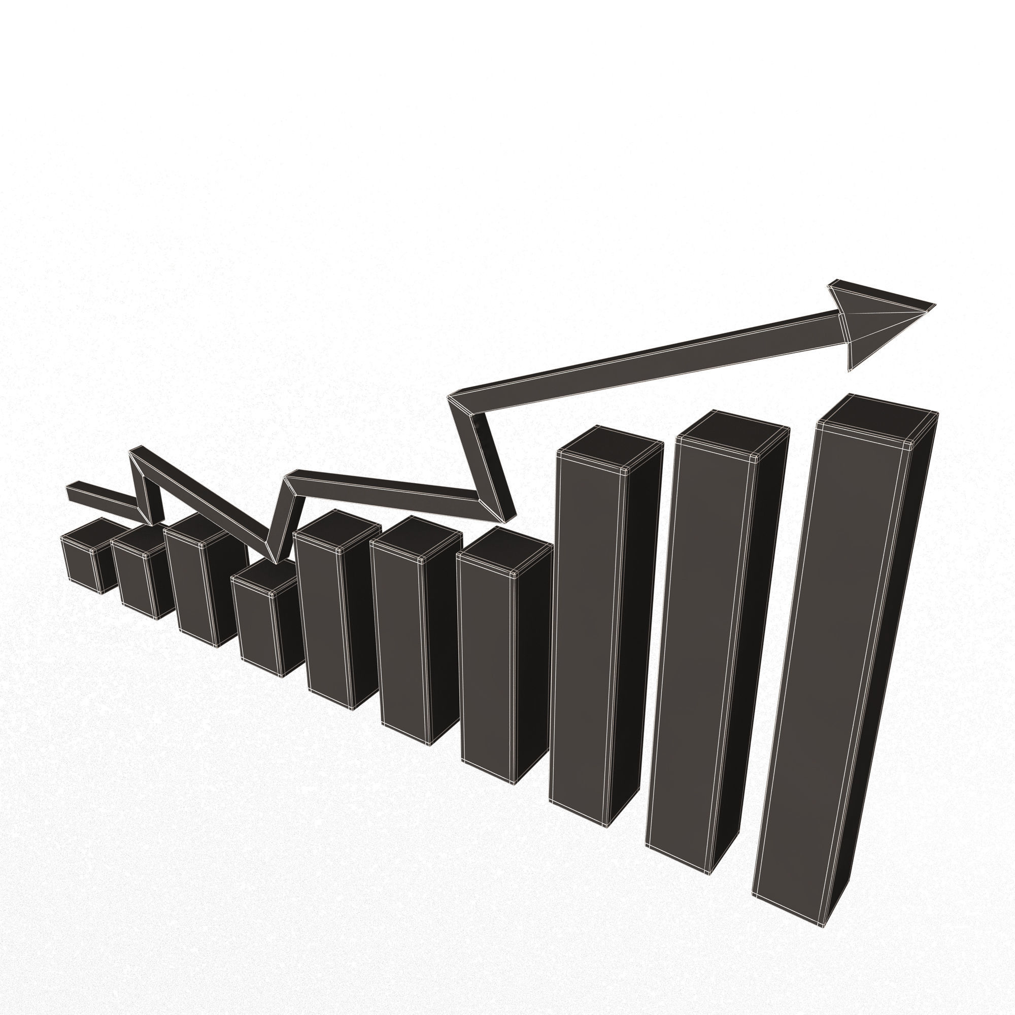 Graph Broken Up Low-poly 3D model_14