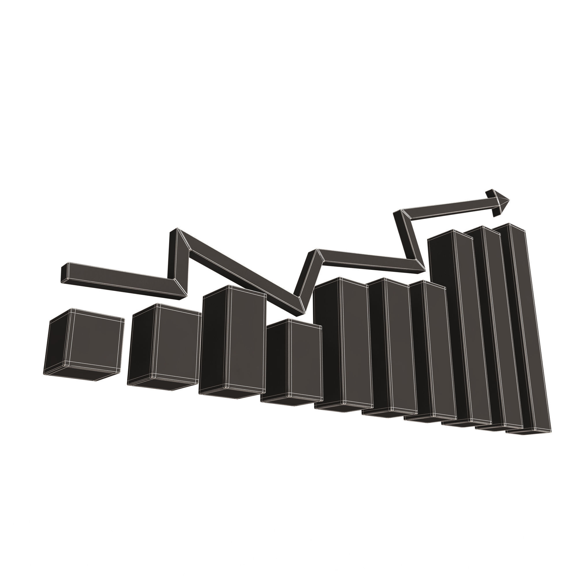 Graph Broken Up Low-poly 3D model_15