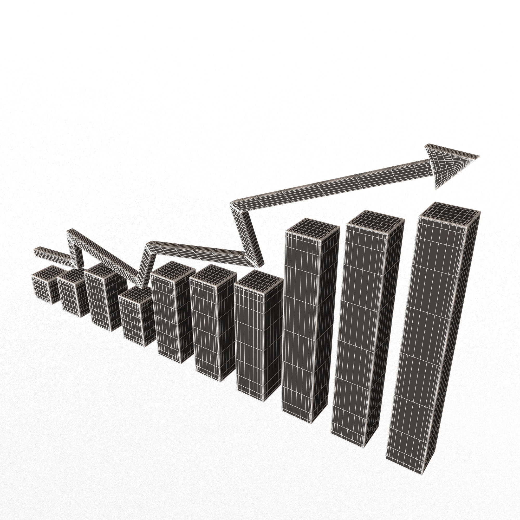 Graph Broken Up Low-poly 3D model_8