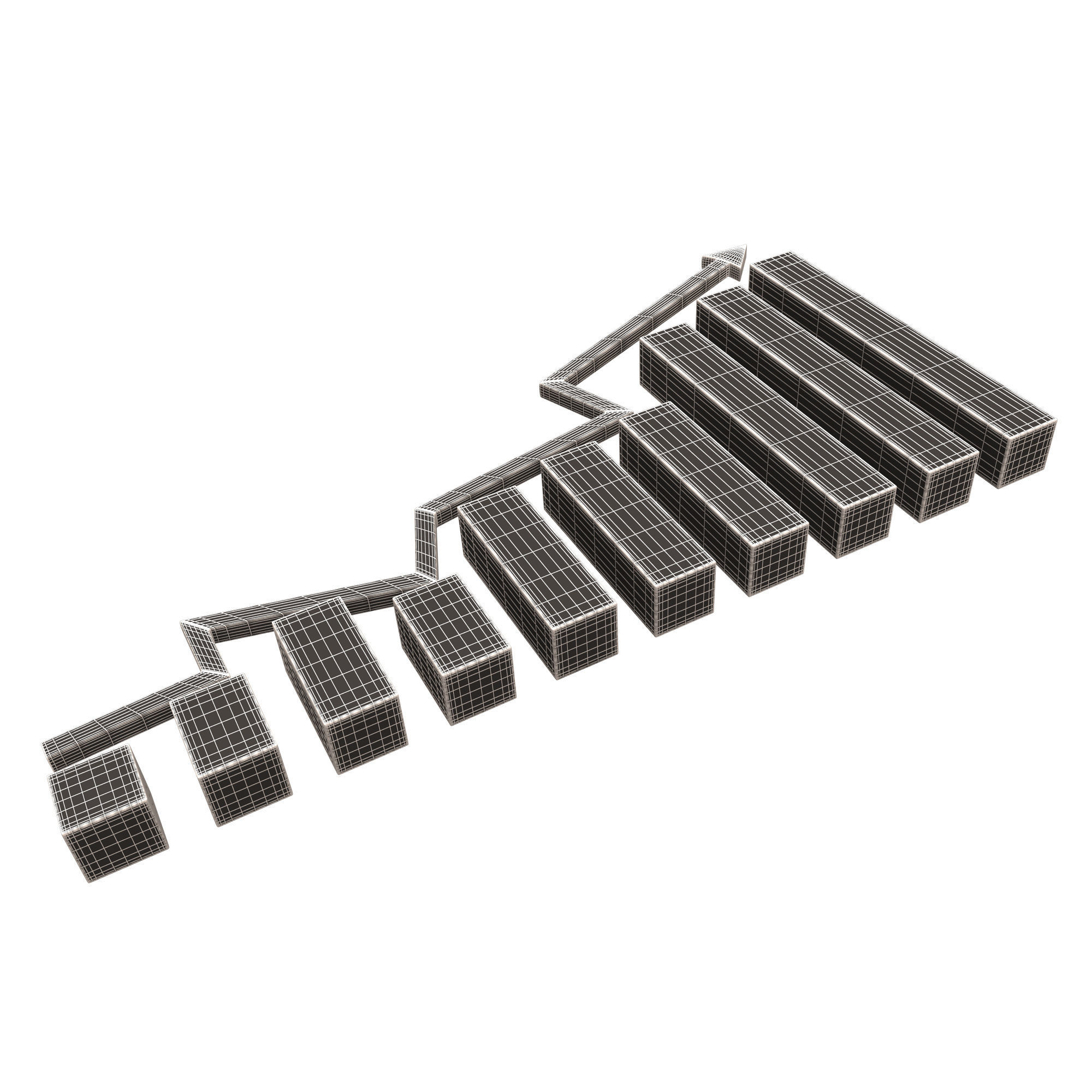 Graph Broken Up Low-poly 3D model_11